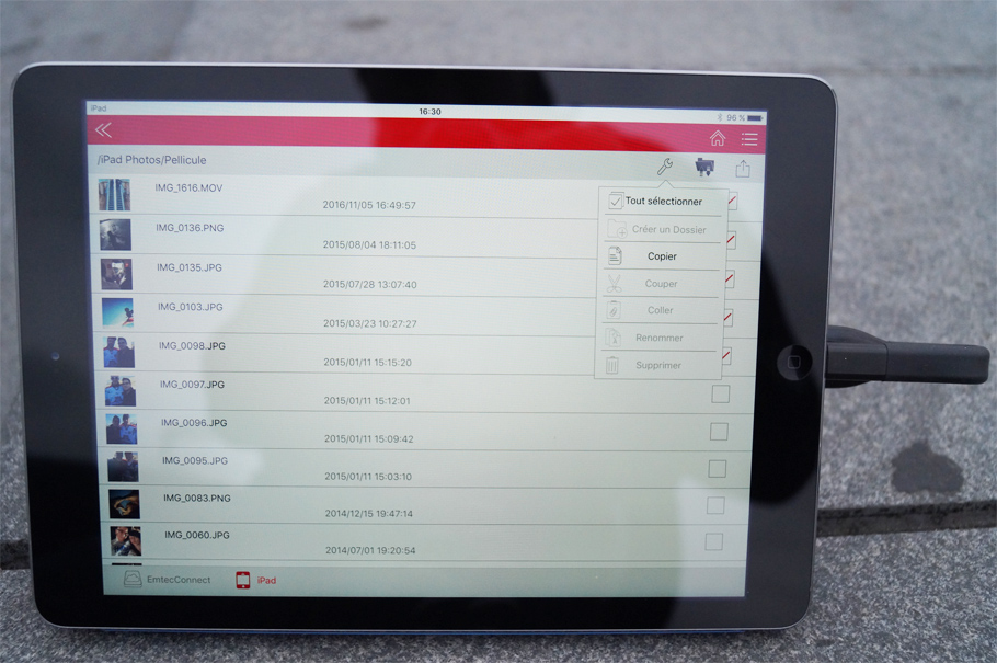 transfert de fichier clé usb iPhone iPad icobra 2